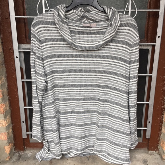 Chico’s Zenergy cozy stripe cowl neck tunic gray 3 - Picture 2 of 8